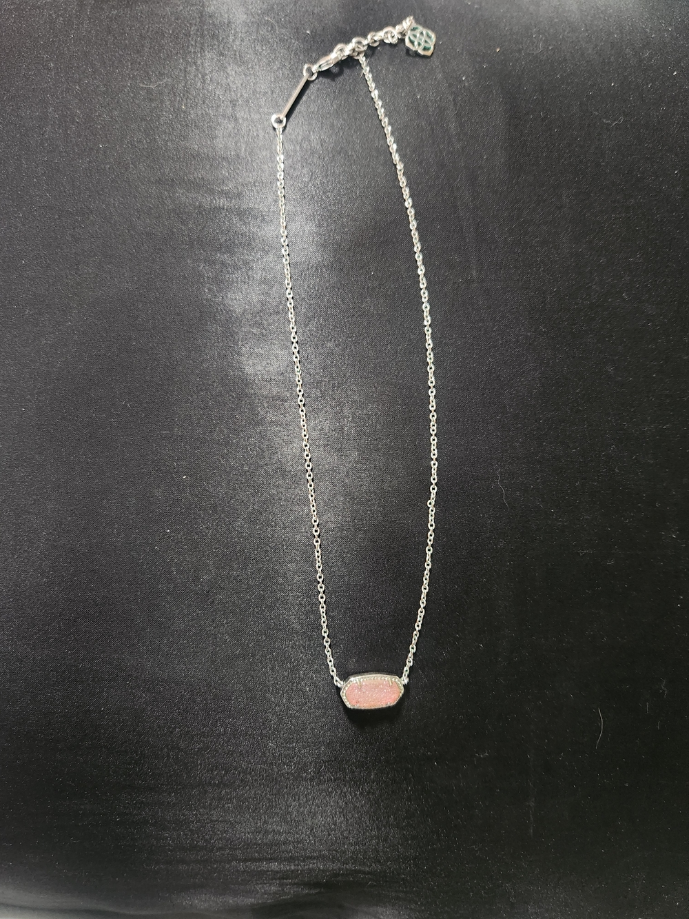 Kendra Scott Silver Necklace with Light Pink Pendant